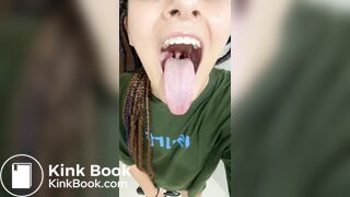 Girl's sexy long tongue 33