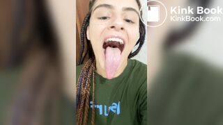 Girl's sexy long tongue 33